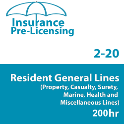 200 hr - General Lines (Property and Casualty) 2-20 Prelicensing Course (6 months)